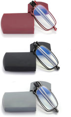 sevenplus 2 Pack Reading Glasses Blue Light Blocking, Anti UV Glare, Foldable Computer Spring Hinge Readers for Women Man