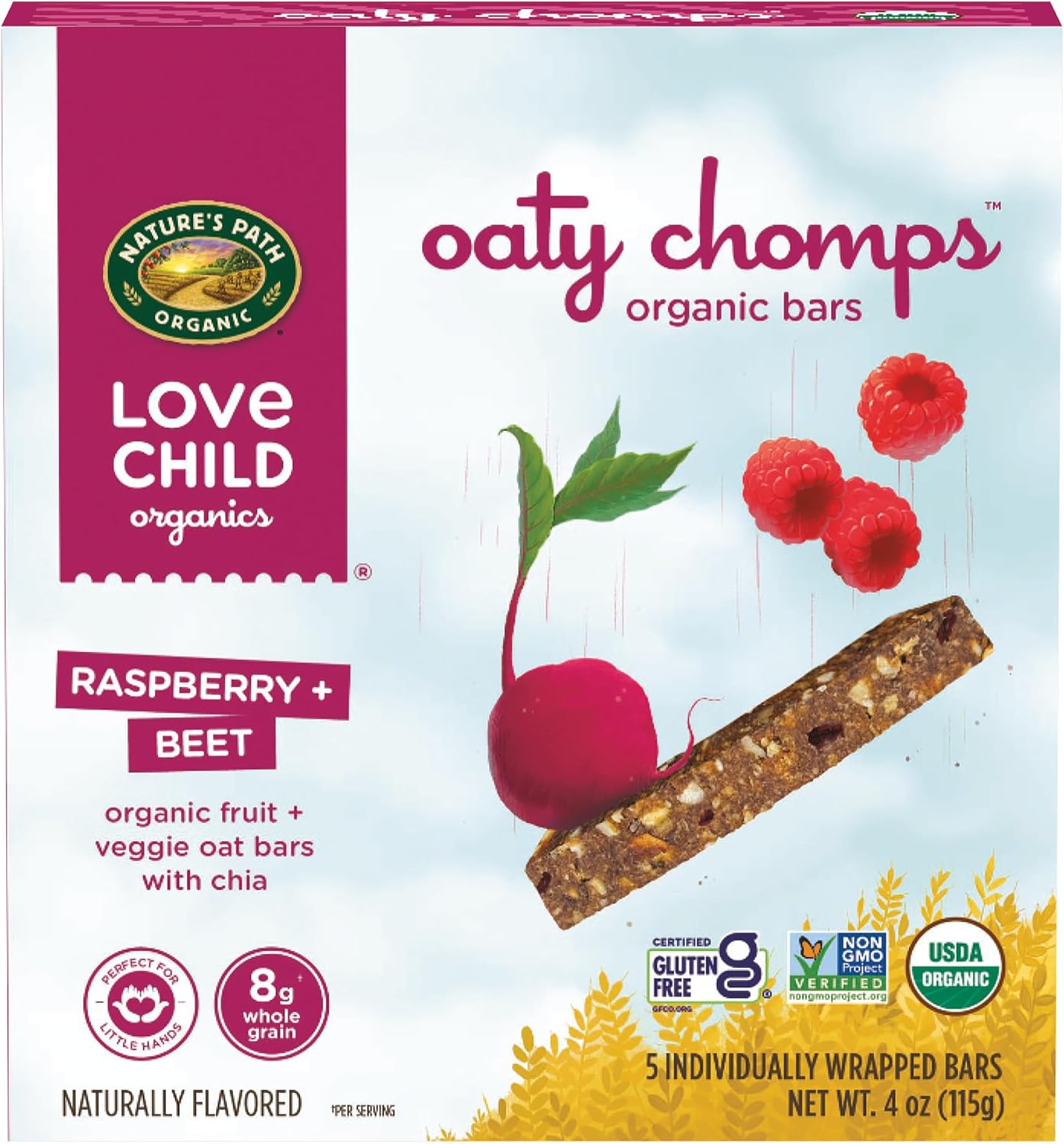 Love Child Organics Oaty Chomps Raspberry + Beet Snack Bars, 4 oz (Pack of 1), Gluten Free, Non-GMO, by Nature's Path