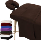 London Linens Extra Thick 3 Piece Set Massage Table Sheets Set - 100% Natural Cotton Flannel - Includes Massage Table Cover, Massage Fitted Sheet, and Massage Face Rest Cover (Mocha)