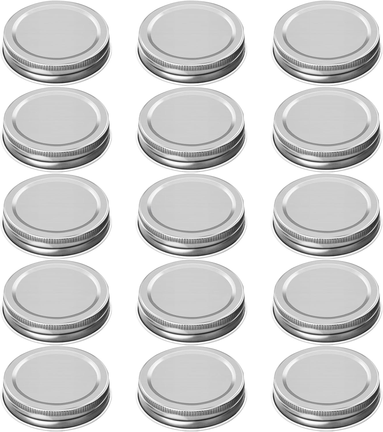 15pcs Mason Jar Lids, 70mm/2.76" Regular Mouth Plate Caps Leak Proof for Canning Jars Premium Tinplate Material Excellent Sealing (Silver Tone)
