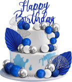 Blue White Gold Balls Cake Toppers Boho Cake Topper Blue Cake Decorations