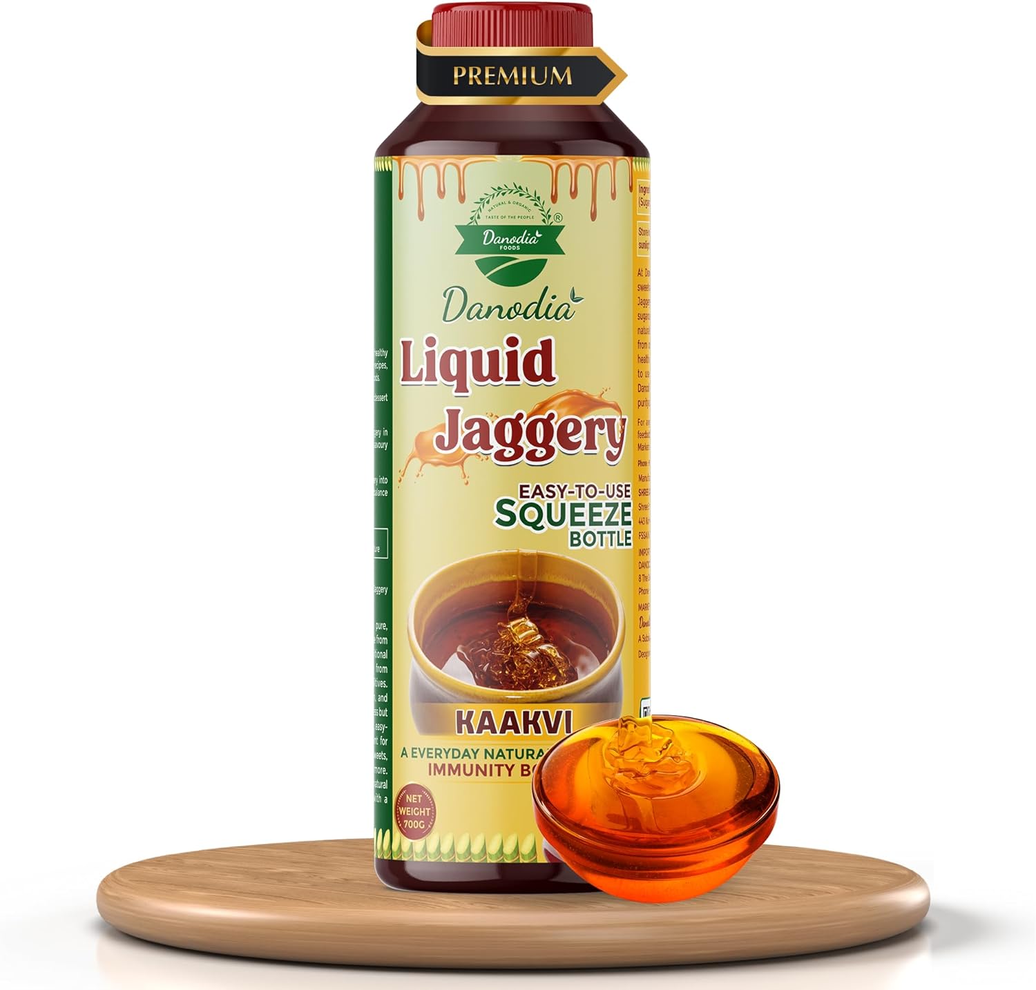 Danodia Foods LIQUID JAGGERY SYRUP (700g/1.54 lb) | Natural Sweetener from Sugarcane | No Preservatives | Rich in Minerals | Alternative to Refined Sugar