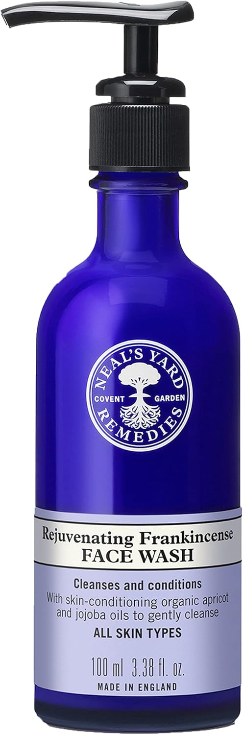 Neal's Yard Rejuvenating Frankincense Facial Wash, Gentle & Cleansing for All Skin Types, Featuring Apricot & Jojoba Oils, Vegan Approved, 100mL