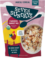 Seven Sundays Organic Muesli Cereal, Farmers Market Almond Date Currant, 12 Oz Bag, Gluten Free, 0g Added Sugar, Enjoy Warm, Cool or as Overnight Oats