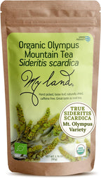 My Land Organic Greek Mountain Tea (Sideritis Scardica) - Loose Leaf Ironwort Hand-Picked from Mount Olympus, Greece, 1.76oz (50g) | Traditional Caffeine-Free Herbal Tea with Floral & Earthy Notes