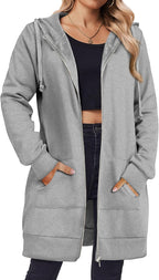 Zeagoo Women's Zip Up Hoodies Long Tunic Sweatshirts Oversized Fleece Casual Long Sleeve 2026 Fall Hoodie Jacket Coat