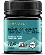 Melora Raw Manuka Honey from New Zealand | UMF 10+ | MGO 265+ | 8.8 Oz Jar | Safe for Skin Care | Edible & Healthy Sugar Alternative | Traceable from Hive to Hand Manuka Honey