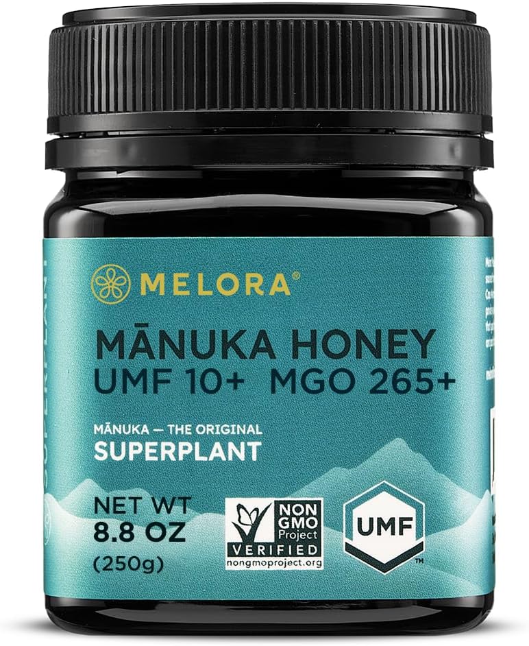 Melora Raw Manuka Honey from New Zealand | UMF 10+ | MGO 265+ | 8.8 Oz Jar | Safe for Skin Care | Edible & Healthy Sugar Alternative | Traceable from Hive to Hand Manuka Honey