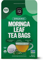 FGO Organic Moringa Tea, 100 Count, Eco-Conscious Tea Bags, Resealable Bag, Caffeine Free, Packaging May Vary (Pack of 1)