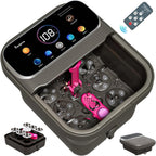 Foot Spa Electric Rotary Massage, with Touchscreen Pro Color Display, Collapsible Foot Bath with Heat, Bubble,Remote Control, Temp Control, and 24 Motorized Shiatsu Massage Balls (Dark Grey)