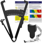 Body Fat Caliper and Body Measure Tape 60inch for Accurately Measuring BMI Skin Fold Fitness and Weight-Loss(Black)