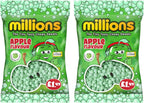 Millions Candy Assorted Flavors Pack 2 Pack, Strawberry, Vimto, Apple, Watermelon, Bubblegum, 110g (Apple)