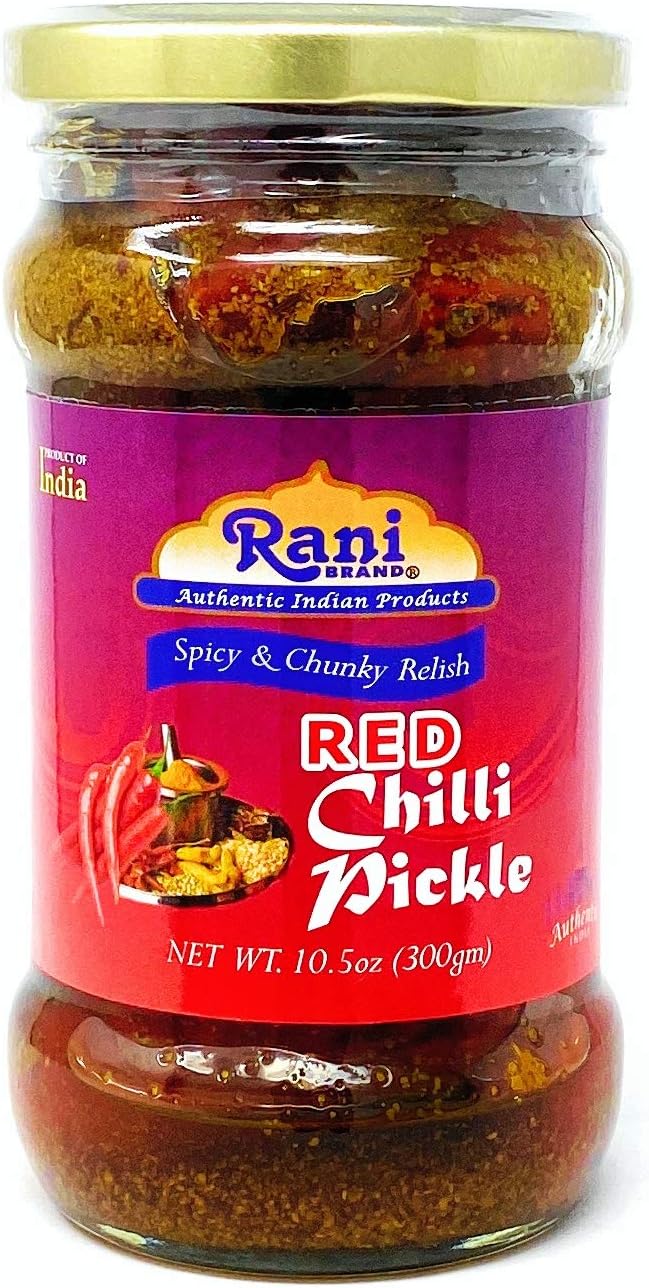 Rani Red Chilli Pickle Hot (Achar, Spicy Indian Relish) 10.5oz (300g) Glass Jar ~ Vegan | Gluten Free | NON-GMO | No Colors | Popular Indian Condiment, Indian Origin