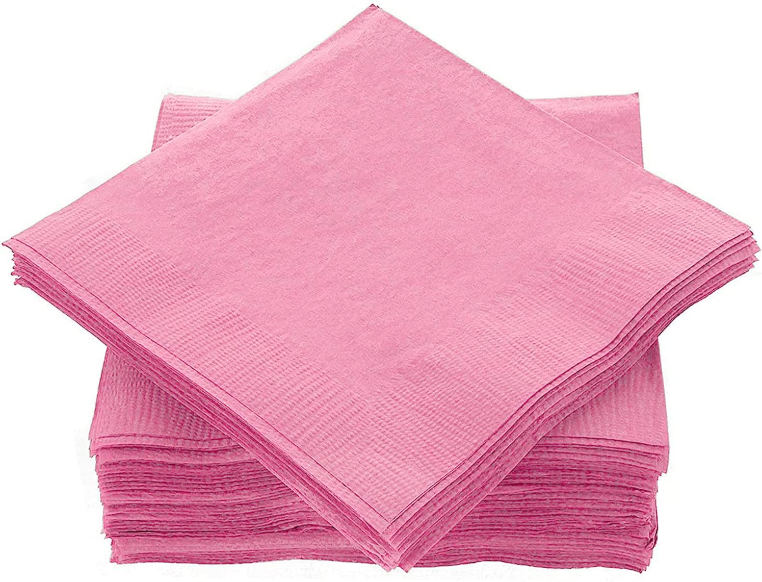 Amcrate Big Party Pack 40 Count Pink Dinner Napkins Tableware- Ideal for Wedding, Party, Birthday, Dinner, Lunch, Cocktails. (7” x 7”)