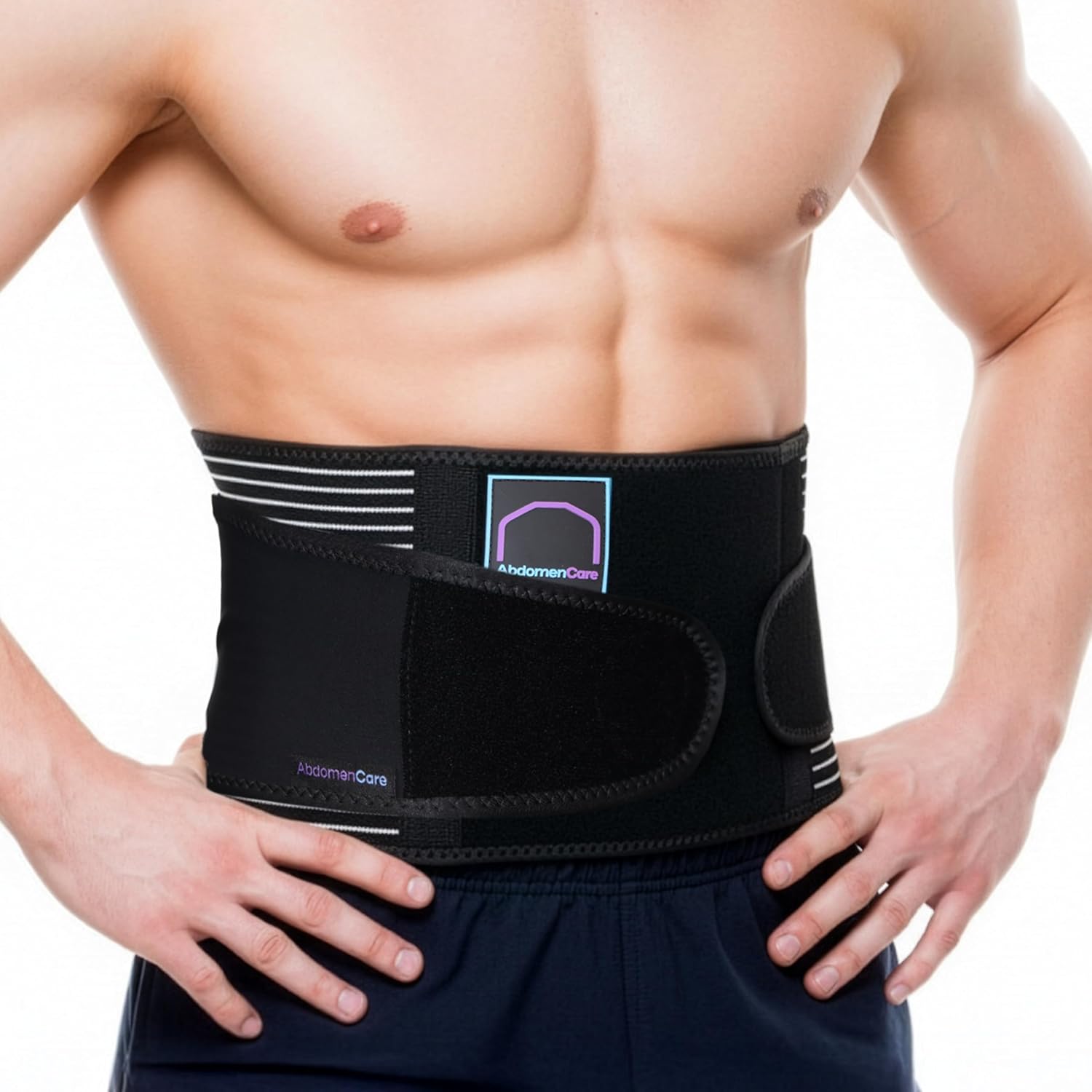 Abdomencare Umbilical Hernia Belt PRO for Men & Women – Adjustable Abdominal Hernia Support Binder w/ 2 Compression Pads & Extra Compression Strap - Umbilical, Abdominal, Post Surgery Hernias - L/XL