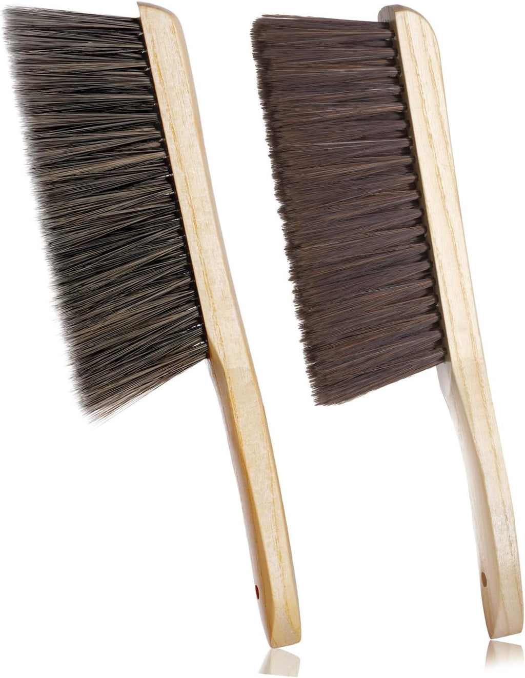 Rbenxia 2 Pieces Wooden Handle Bench Brushes Horse Hair Brushes Soft Bristles Dust Brush Household Cleaning Brushes for Fireplace, Sofa, Furniture, Workshop Woodworking (Gray+Beige)