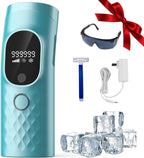 Laser Hair Removal for Women and Men - Permanent Painless Ice Cooling IPL Device Remover Machine with Shaver, Goggles, 999,999 Flashes for Body and Face, Corded
