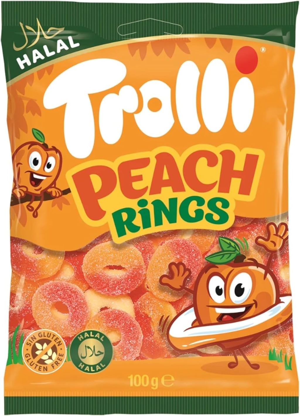 Trolli Peach Rings I Peach flavored Gummy Candy Rings I 100g 3.5 ounce