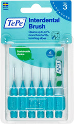 TePe Interdental Brush Original, Soft Dental Brush for Teeth Cleaning, Pack of 6, 0.6 mm, Medium Gaps, Blue, Size 3