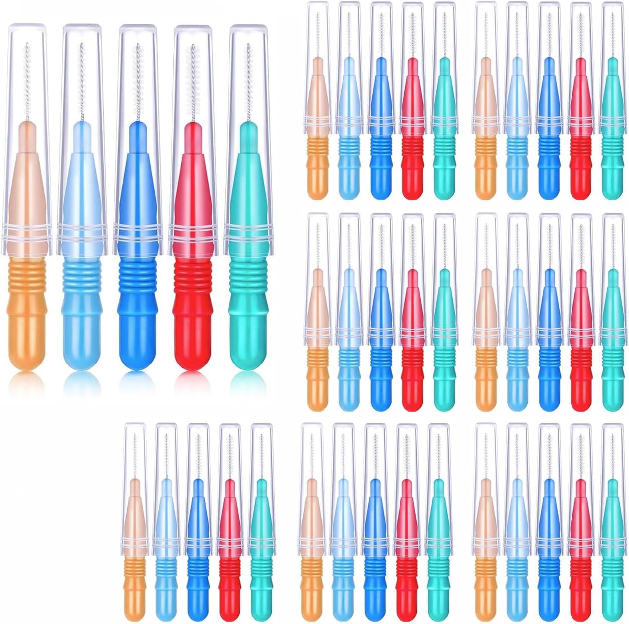 4 Sizes Interdental Brushes(50 Count), Gum Brushes Go Betweens, Dental Soft Toothpicks Braces Brushes Go Between Teeth Tight，Oral Hygiene Slim Brushes Cleaning Tool