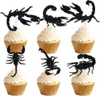 18pcs Black Silhouette Glitter Scorpion Dessert Cupcake Topper Pick for Animal Insect Theme Decor Supplies Baby Shower Boys Girls Happy Birthday Party Decoration