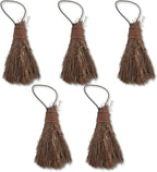 Scented Pumpkin Spice Mini Brooms - 3 Inch Rustic Heather Brooms with Rope Loop for Easy Hanging - Farmhouse Kitchen Accent, Witchy Halloween Décor, Cozy Holiday Home Decoration - 5 Pack