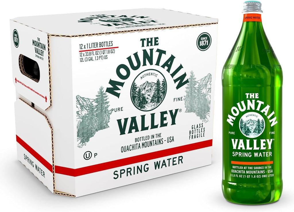 MOUNTAIN VALLEY WATER Spring Water 12 Pack, 1 LT