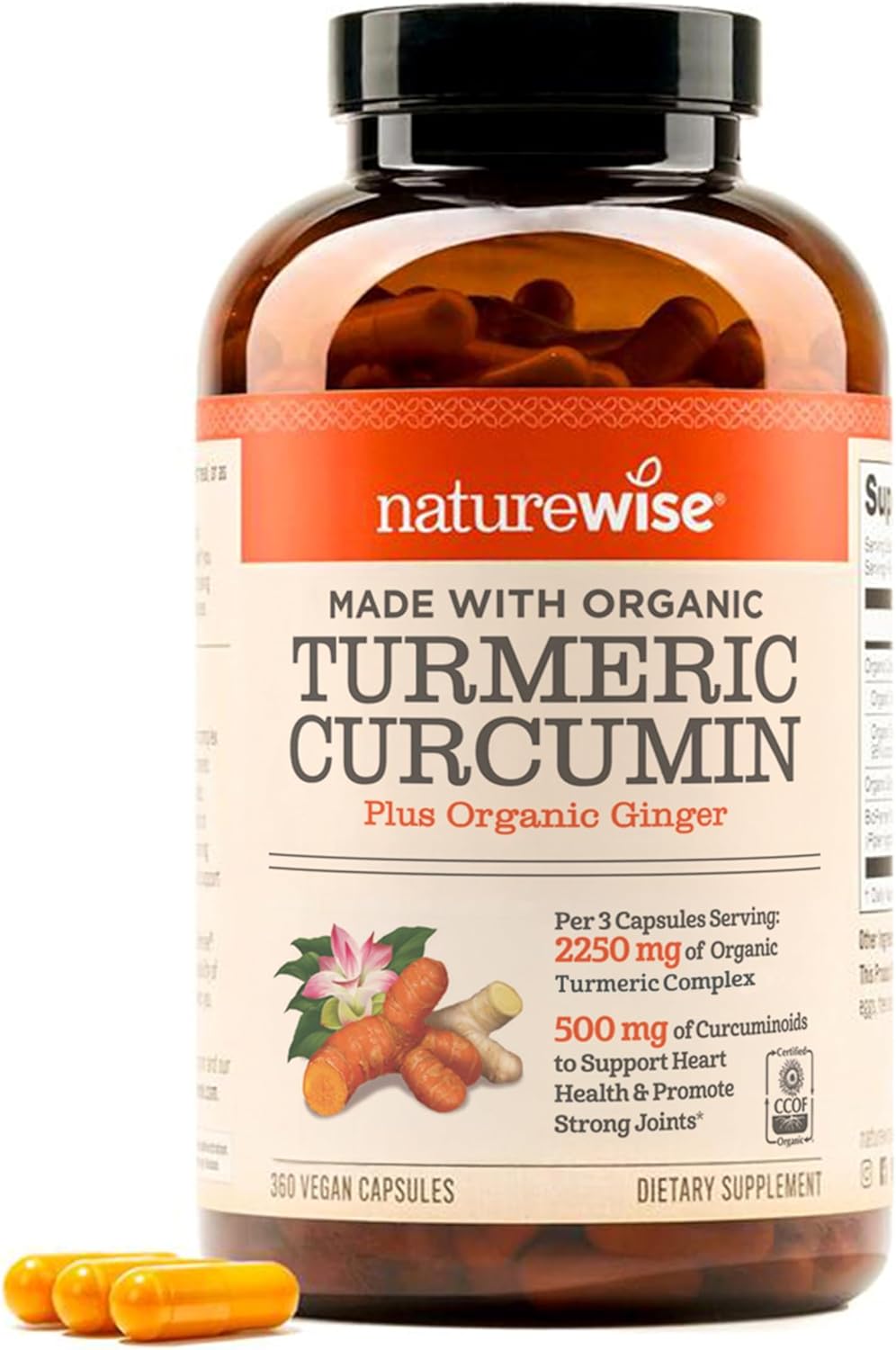 NatureWise Curcumin Turmeric 2250mg - 95% Curcuminoids & BioPerine Black Pepper Extract for Advanced Absorption - Daily Joint and Immune Health Support - Vegan, Non-GMO, 360 Count[120-Day Supply