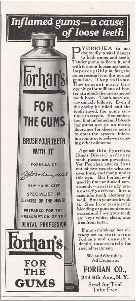 RelicPaper 1918 Forhan's For the Gums: Inflamed Gums, Forhans Print Ad