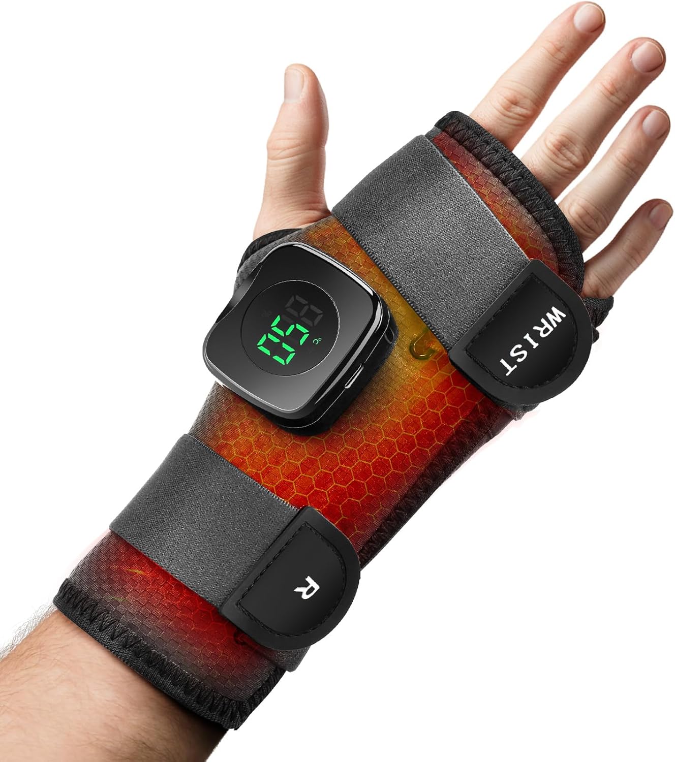 Cordless Wrist Heating Pad, Heated Wrist Wrap Brace for Right Hand, Hand Heating Pad Wrist Support Brace with Detachable Controller for Women and Men