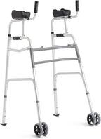 Medline Upright Aluminum Junior Folding Walker – Comfortable, Maneuverable, for Injury, Balance, Posture & Recovery