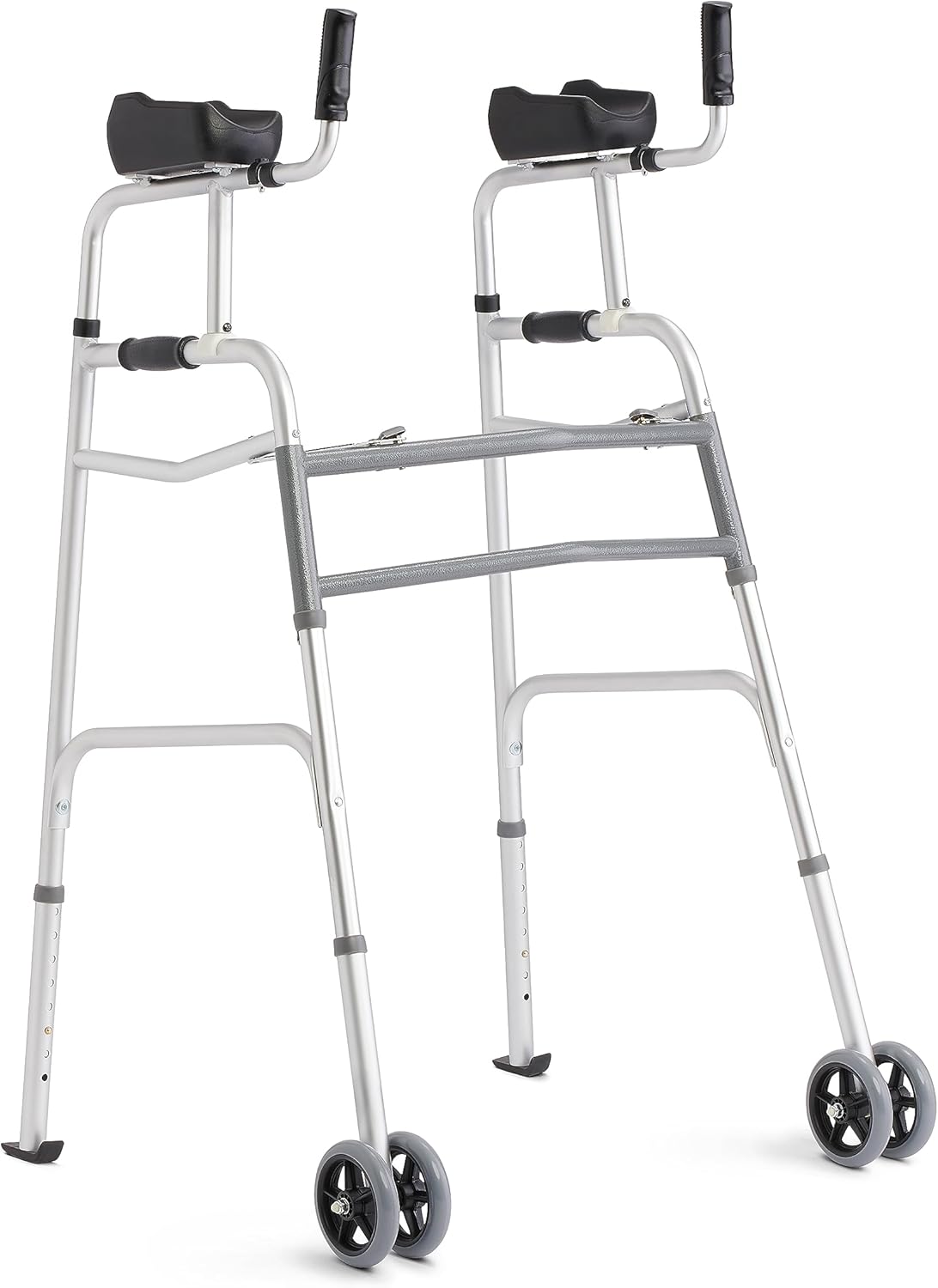 Medline Upright Aluminum Junior Folding Walker – Comfortable, Maneuverable, for Injury, Balance, Posture & Recovery