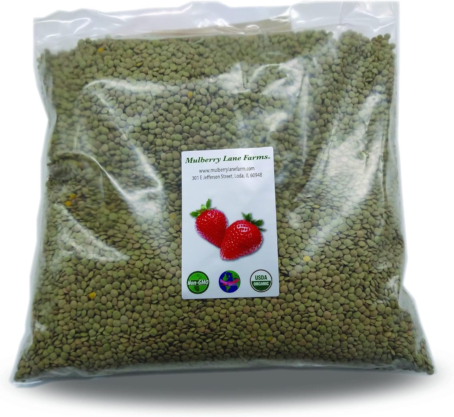 Green Lentils 5 Pounds Whole USDA Certified Organic, Non-GMO, Bulk, Product of USA, Mulberry Lane Farms