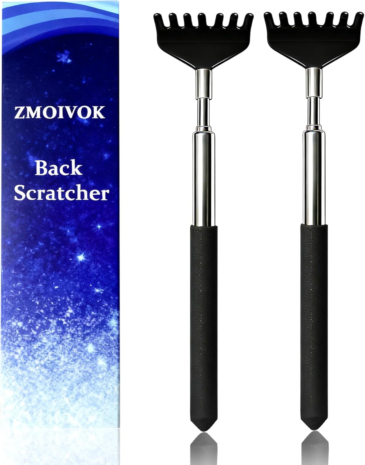 2 Pack Back scratchers Set,Rubber Handles and Stainless Scratch Heads Back Scratcher Extendable,for Back,Neck,Shoulders,Beautiful Present Packaging Gifts for Thanksgiving,Christmas (Black)