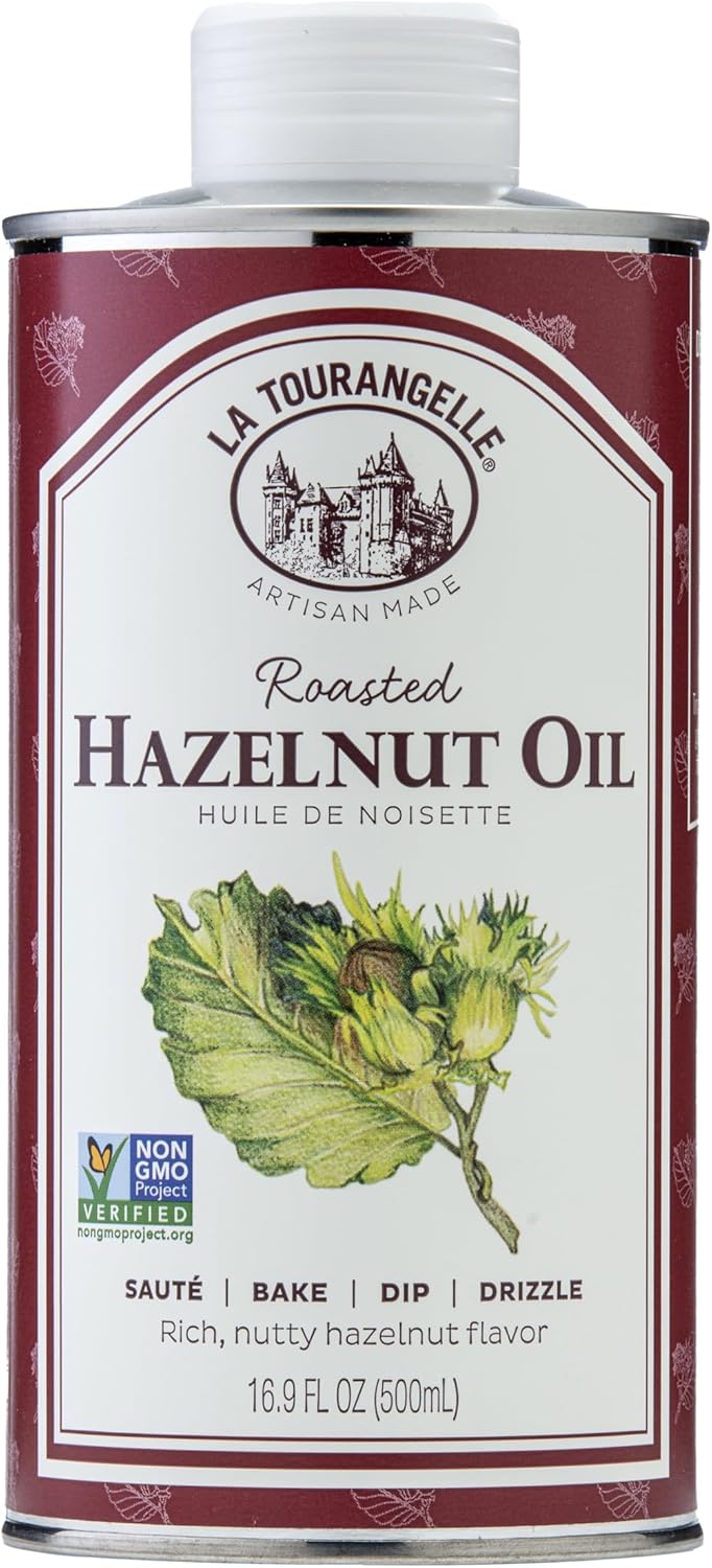 La Tourangelle Roasted Hazelnut Oil, High-Oleic Oil Great for Baking, Stir-Frying, and Vinaigrettes, 16.9 Fl Oz
