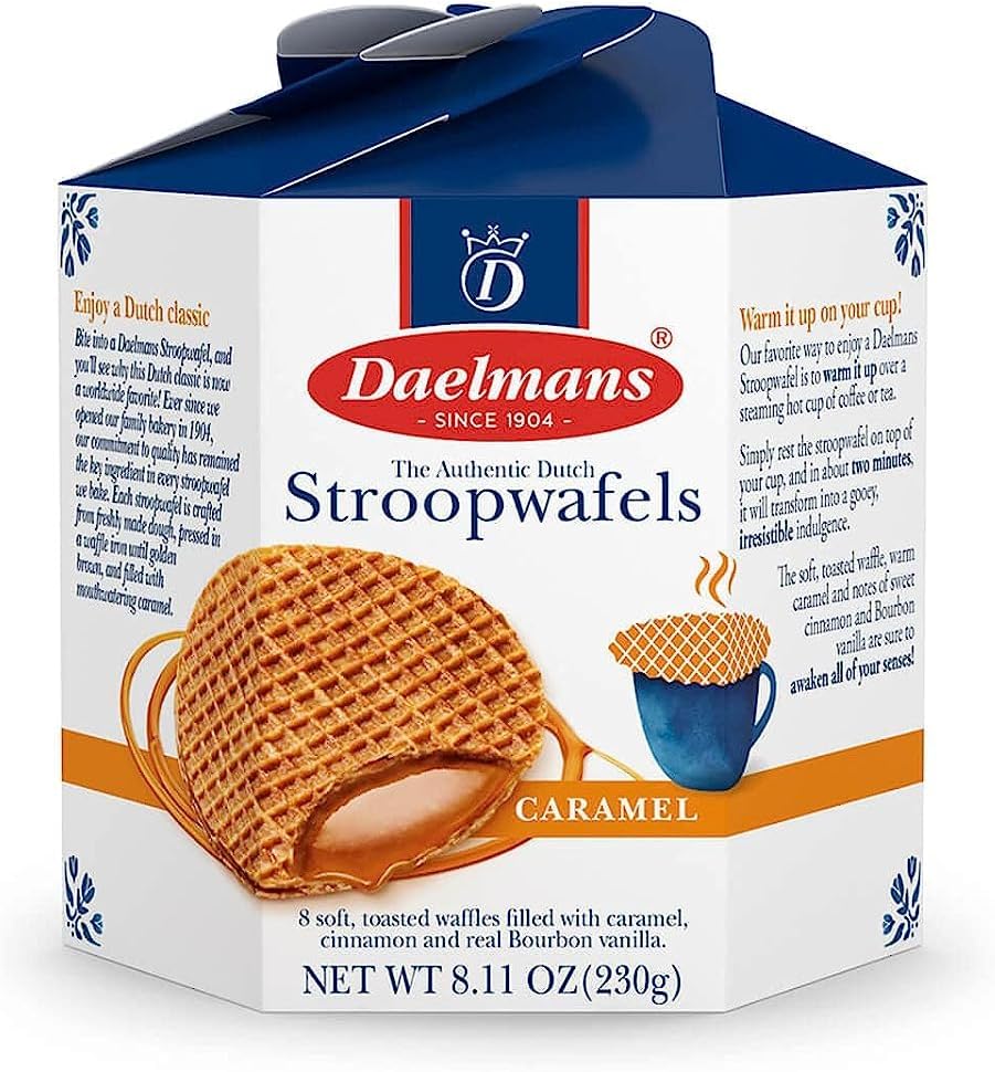 DAELMANS Caramel Stroopwafels - Authentic Soft Toasted Dutch Waffles, Cinnamon, Bourbon Vanilla, Certified Kosher Dairy - 8.11 Ounce (Pack of 1)