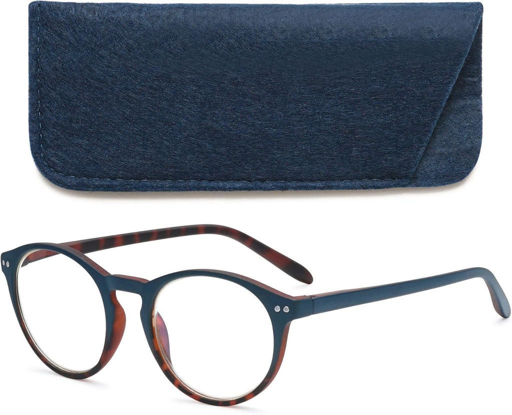 VEVESMUNDO Round Reading Glasses Vintage Large Frame Spring Hinge Blue Light Blocking Glasses for Women Men