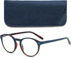 VEVESMUNDO Round Reading Glasses Vintage Large Frame Spring Hinge Blue Light Blocking Glasses for Women Men