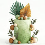 38 PCS Balls Cake Toppers Palm Leaves Cake Decorations for Birthday Wedding Baby Shower Party Supplies Mother's Day （Sage Green）