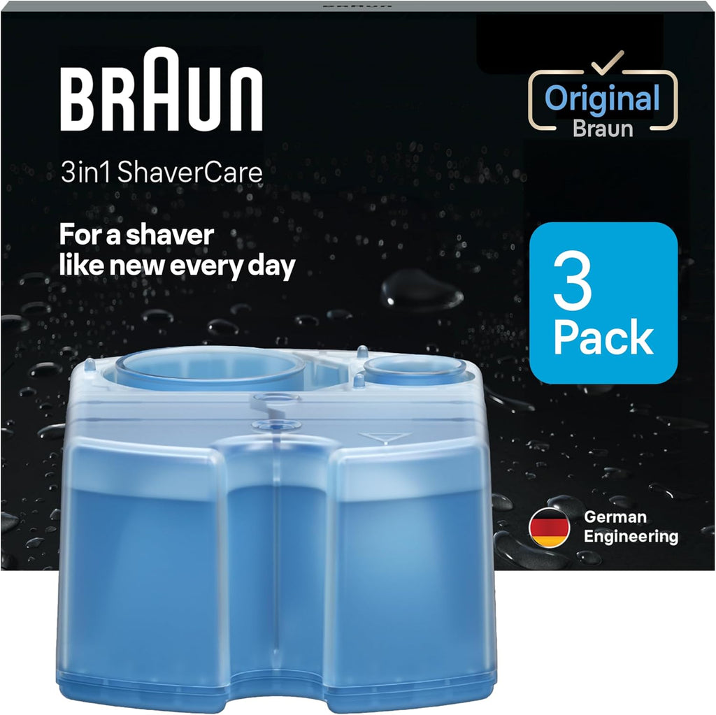 Braun Clean & Renew Refill Cartridges CCR, Replacement Shaver Cleaner Liquid Solution for Clean&Charge System, Pack of 3