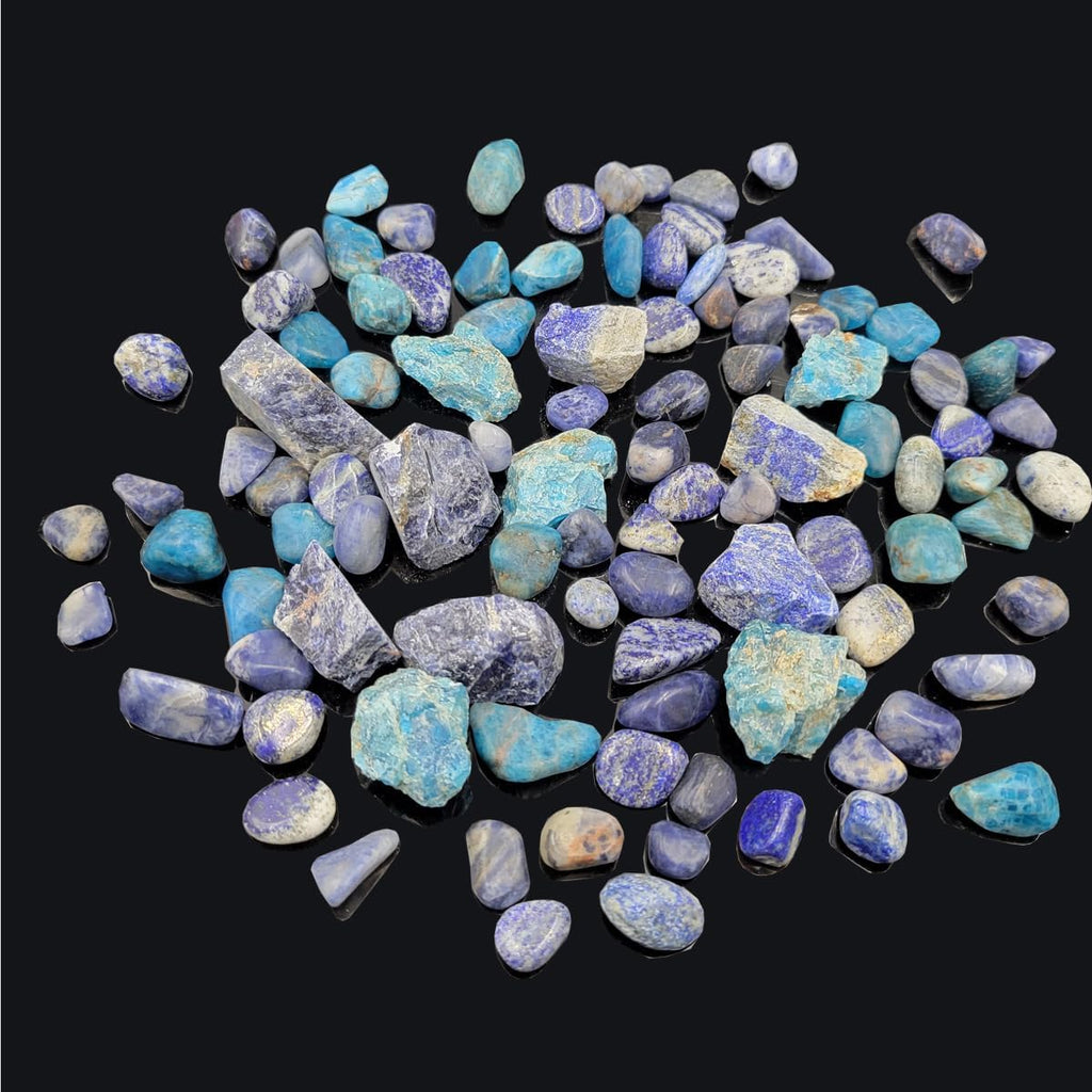 Natural Rough Stones Assorted Crystals Blue Apatite Sodalite Lapis Lazuli for Candle Making Succulent Rocks for Plants Indoor Vase Filler Craft Projects (Blue)