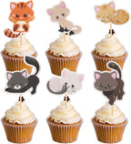 12Pcs Cat Cupcake Toppers - Cute Kitten Cake Decorations Party Cake Toppers for Cats Themed Birthday Parties Supplies,Baby Showers,Cat Lovers Gatherings
