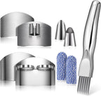 9 Pcs Finger Guard Set for Cutting Includes 4 Stainless Steel Cutting Protector 2 Adjustable Safe Thumb Guard 2 Finger Cot Scallion Cutter Shred Silk Knife to Avoid Hurting When Slicing and Chopping