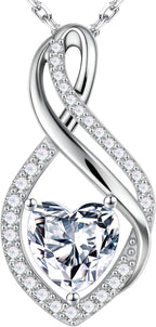 MOOSEA Mothers Day Gifts for Wife Infinity Moissanite Necklace, 1-3CT 925 Sterling Silver with Rhodium Plating Anniversary Birthday Gifts for Women Mom Her Moissanite Heart Pendant Jewelry Gift