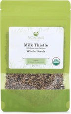 Biokoma Organic Milk Thistle Seeds 3.55 oz, Silybum Marianum for Milk Thistle Tea, USDA Organic Herbal Tea, Loose Whole Seeds in Resealable Moisture Proof Pouch, Non GMO, No Additives, Kosher