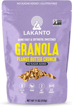 Lakanto Peanut Butter Crunch Granola - Quick Breakfast Cereal, Monk Fruit Sweetner and Erythritol, No Sugar Added, Vegan, Gluten Free, Grain Free, Keto Diet Friendly, 2g Net Carbs - Peanut Butter 11 oz