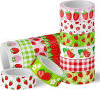 12 Rolls Strawberry Washi Tape Sweet Red Berry Decorative Masking Tape Set Summer Fruit Wrapping Paper Tapes for Scrapbook Journal DIY Art Crafts