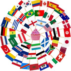 AhfuLife 48 Countries World Flag Toothpick Cake Toppers for World Soccer Decorations, 100pcs Cocktail Stick Flags for World cup Cupcake Toppers Bar Party Supplies