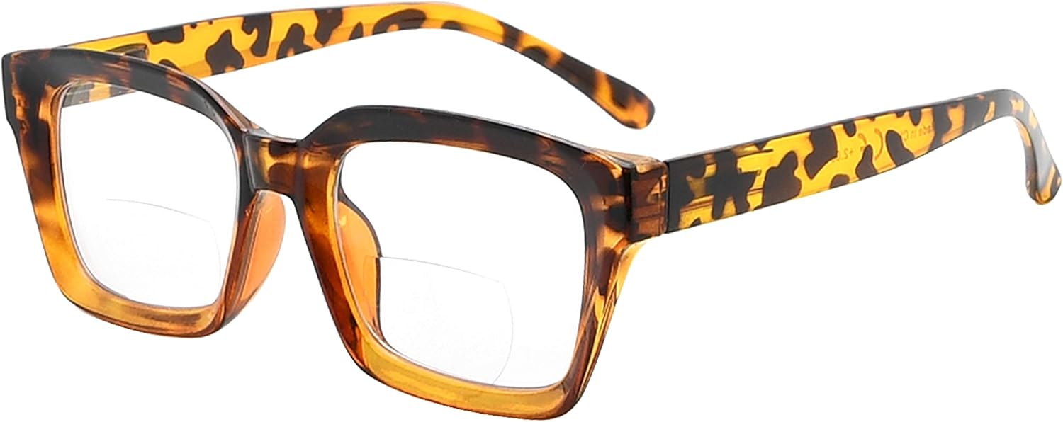 Eyekepper Bifocal Reading Glasses Women Stylish Bifocal Readers Clear Lens Oversize - Tortoise +2.00