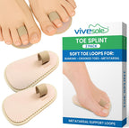 VIVEsole Budin Splint Toe Straightener (Pair) - Hammer Toe Corrector for Women, Men - Crooked Toe, Joint Realign Cushion Brace for Claw, Curled Toes - Metatarsal Support Loop Guard Alignment Wrap